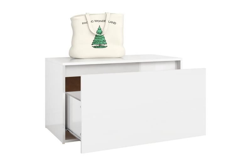 Hallbänk vit högglans 80x40x45 cm spånskiva - Vit - Möbler - Stolar & fåtöljer - Sittbänk - Hallbänk - Hallbänk med förvaring