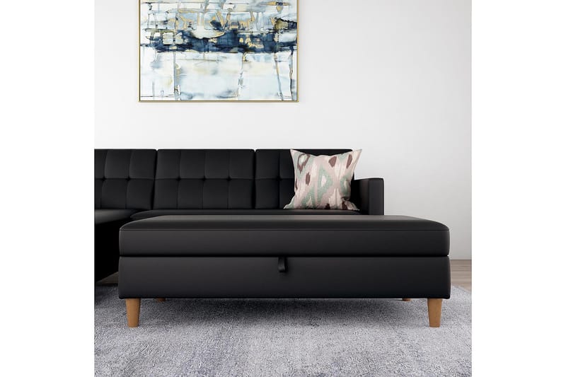 Hartford Sittbänk 130 cm Konstläer/Svart - Dorel Home - Möbler - Stolar & fåtöljer - Sittbänk - Hallbänk - Hallbänk med förvaring