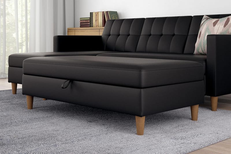 Hartford Sittbänk 130 cm Konstläer/Svart - Dorel Home - Möbler - Stolar & fåtöljer - Sittbänk - Hallbänk - Hallbänk med förvaring