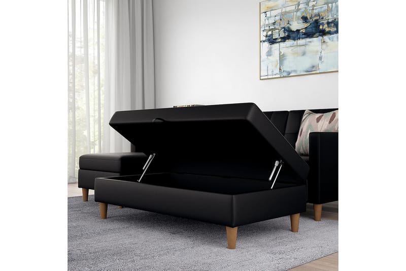 Hartford Sittbänk 130 cm Konstläer/Svart - Dorel Home - Möbler - Stolar & fåtöljer - Sittbänk - Hallbänk - Hallbänk med förvaring