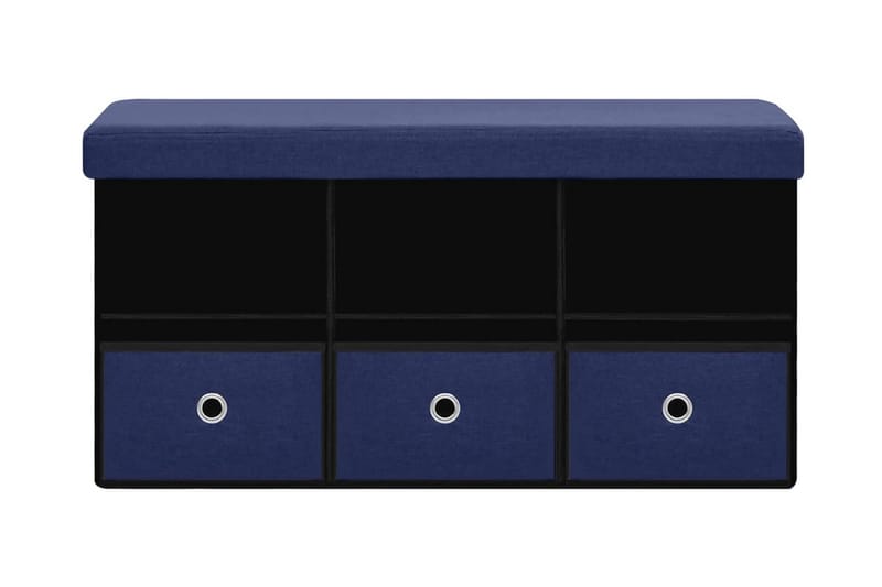 Hopfällbar förvaringsbänk blå 76x38x38 cm konstlinne - Blå - Hallförvaring - Skobänk & skohylla med bänk