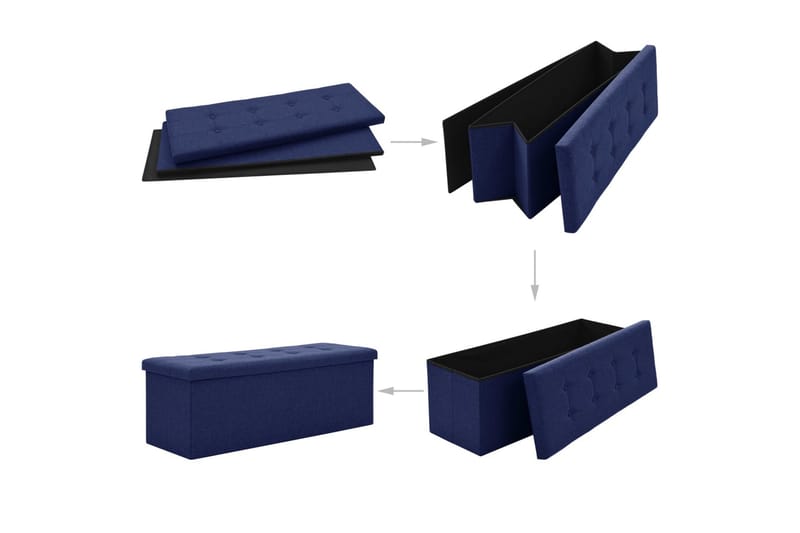Hopfällbar förvaringsbänk blå konstlinne - Blå - Hallförvaring - Skobänk & skohylla med bänk