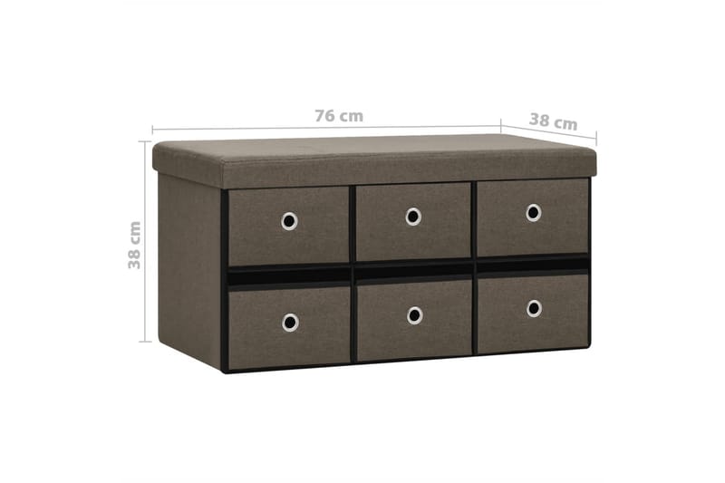Hopfällbar förvaringsbänk brun 76x38x38 cm konstlinne - Brun - Möbler - Stolar & fåtöljer - Sittbänk - Skobänk & skohylla med bänk