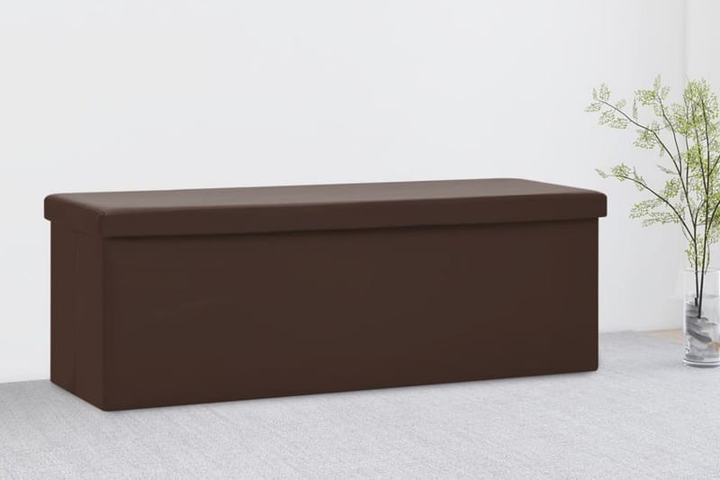 Hopfällbar förvaringsbänk brun PVC - Brun - Möbler - Stolar & fåtöljer - Sittbänk - Skobänk & skohylla med bänk