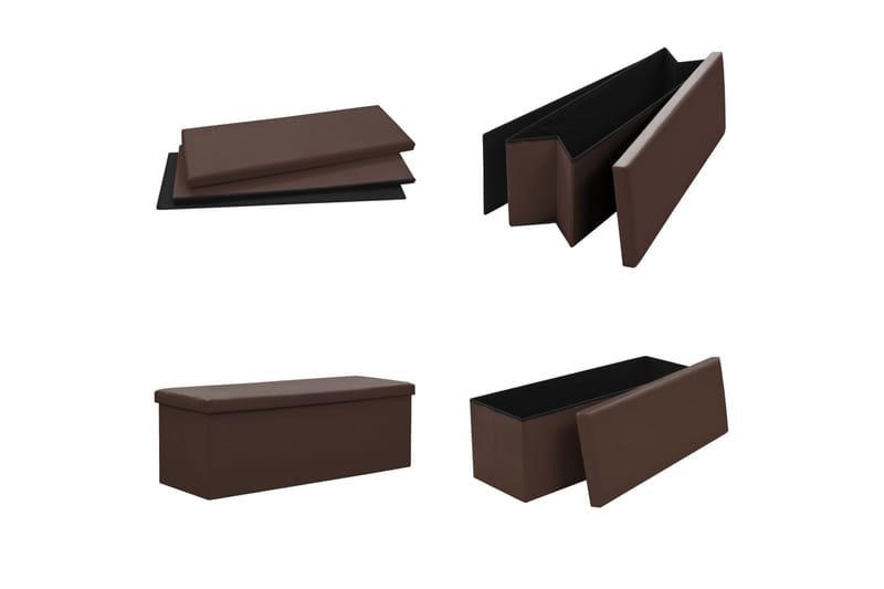 Hopfällbar förvaringsbänk brun PVC - Brun - Möbler - Stolar & fåtöljer - Sittbänk - Skobänk & skohylla med bänk