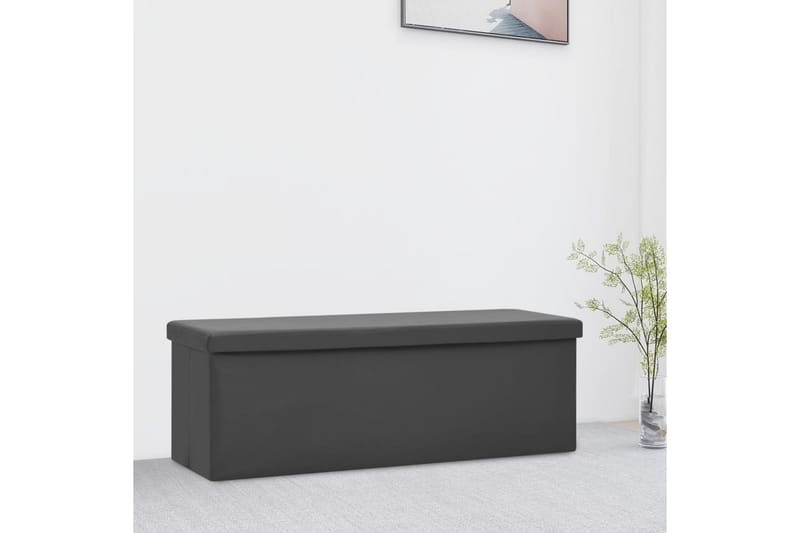 Hopfällbar förvaringsbänk grå PVC - Grå - Möbler - Stolar & fåtöljer - Sittbänk - Skobänk & skohylla med bänk