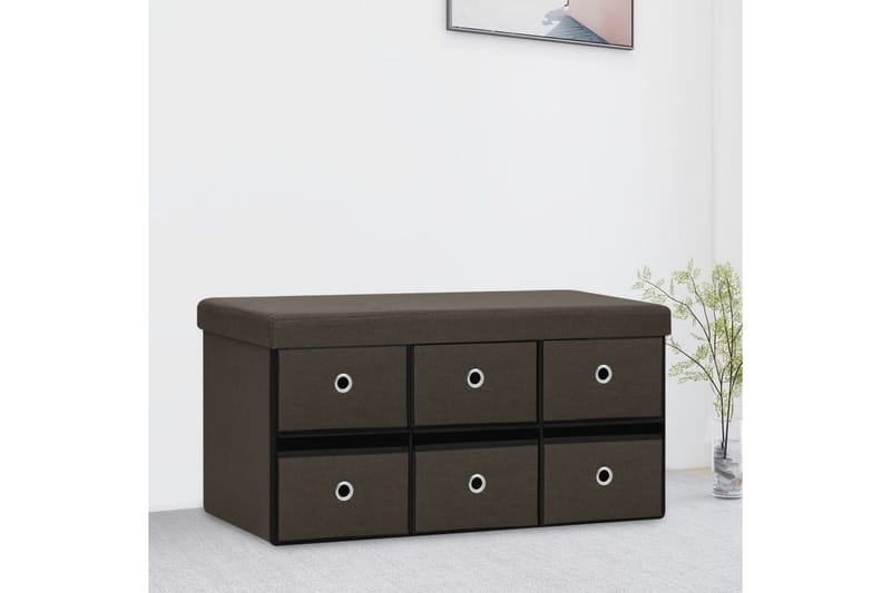 Hopfällbar förvaringsbänk mörkbrun 76x38x38 cm konstlinne - Mörkbrun - Möbler - Stolar & fåtöljer - Sittbänk - Skobänk & skohylla med bänk