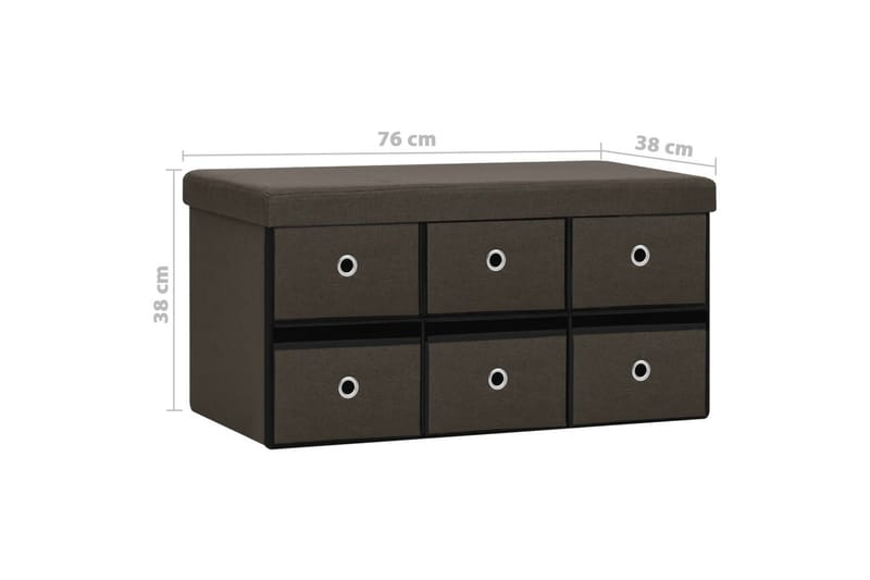 Hopfällbar förvaringsbänk mörkbrun 76x38x38 cm konstlinne - Mörkbrun - Möbler - Stolar & fåtöljer - Sittbänk - Skobänk & skohylla med bänk