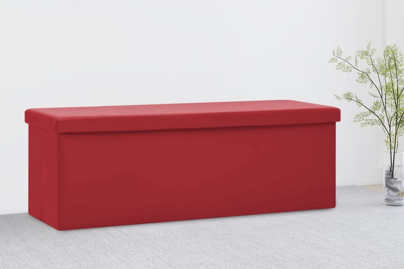 Hopfällbar förvaringsbänk vinröd PVC - Vinröd - Möbler - Stolar & fåtöljer - Sittbänk - Skobänk & skohylla med bänk
