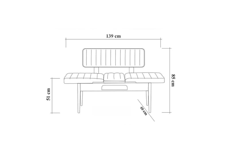 Idehult Bänk 85 cm - Trä/natur/Antracit - Sittbänk - Bänk med ryggstöd