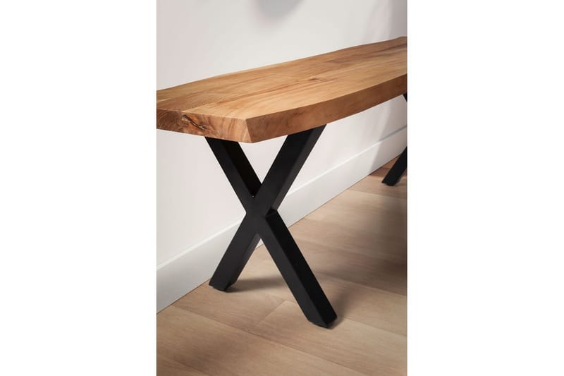 Kapprumsbänk Wohnling Massivt Akaciaträ 120 cm Träkant Hall Svart, X-ram - Svart, X-ram - Möbler - Stolar & fåtöljer - Sittbänk - Hallbänk