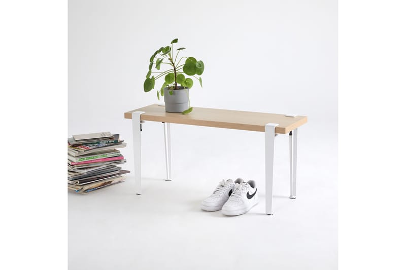Khalkeus Sittbänk 90x30 cm Brun/Vit - Hanah Home - Möbler - Stolar & fåtöljer - Sittbänk - Hallbänk