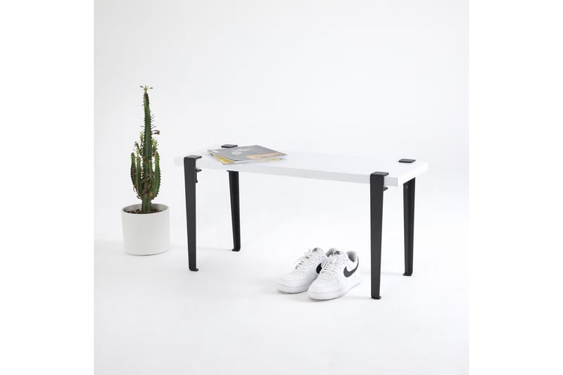 Khalkeus Sittbänk 90x30 cm Vit/Svart - Hanah Home - Möbler - Stolar & fåtöljer - Sittbänk - Hallbänk