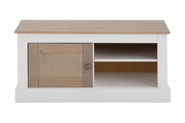 Lanseria Golvstående Tv Bänk 95 cm med Förvaring i Furu - Vit - Möbler - Tv möbel & mediamöbel - TV bänk & mediabänk