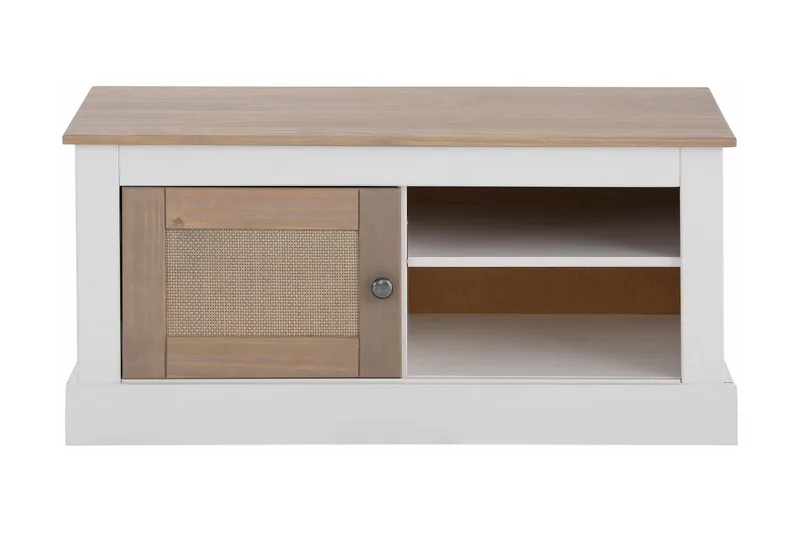Lanseria Golvstående Tv Bänk 95 cm med Förvaring i Furu - Vit - Möbler - Tv möbel & mediam öbel - TV bänk & mediabänk
