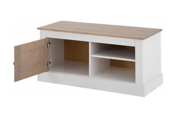 Lanseria Golvstående Tv Bänk 95 cm med Förvaring i Furu - Vit - Möbler - Tv möbel & mediamöbel - TV bänk & mediabänk