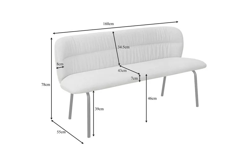 Matbänk Casey Grå - Grå - Möbler - Stolar & fåtöljer - Sittbänk