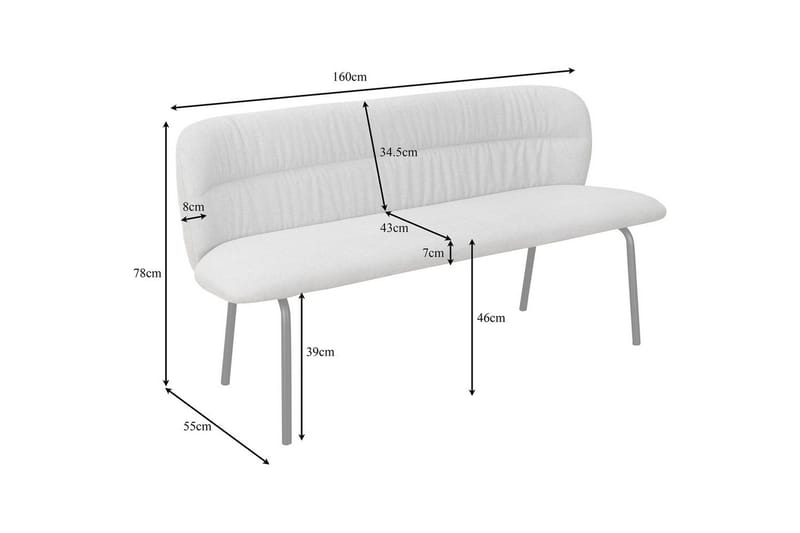Matbänk Casey Grå - Grå - Möbler - Stolar & fåtöljer - Sittbänk