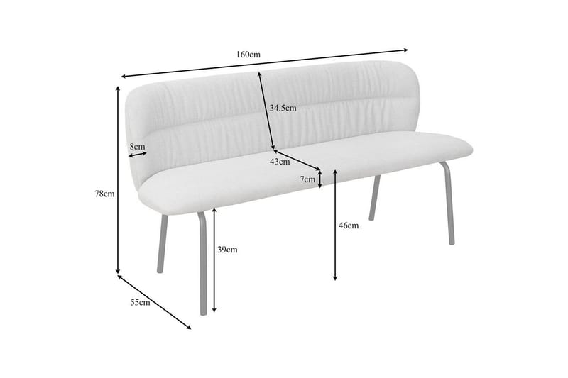 Matbänk Casey Grå - Grå - Möbler - Stolar & fåtöljer - Sittbänk