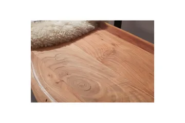 Matbänk Wohnling Köksbänk i massivt trä med trädets kant med metallben, lantlig stil Med ryggstöd, 160 cm - Med ryggstöd, 160 cm - Möbler - Stolar & fåtöljer - Sittbänk