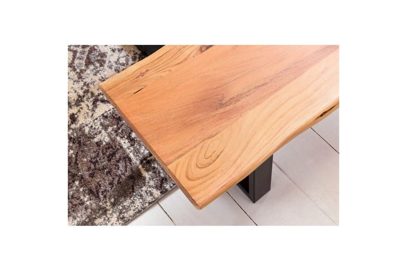 Matbänk Wohnling Köksbänk i massivt trä med trädets kant med metallben, lantlig stil Utan ryggstöd, 180 cm - Utan ryggstöd, 180 cm - Möbler - Stolar & fåtöljer - Sittbänk - Hallbänk