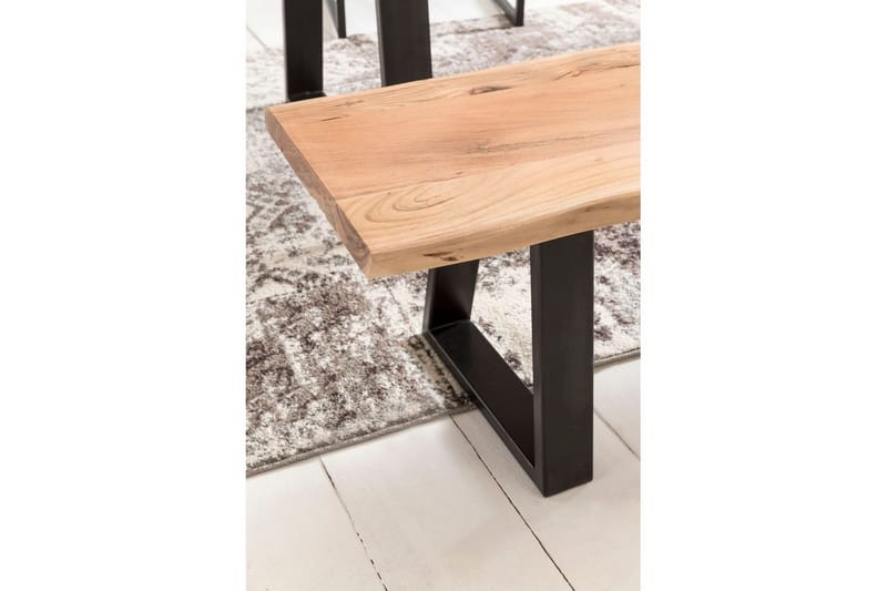 Matbänk Wohnling Köksbänk i massivt trä med trädets kant med metallben, lantlig stil Utan ryggstöd, 180 cm - Utan ryggstöd, 180 cm - Möbler - Stolar & fåtöljer - Sittbänk - Hallbänk