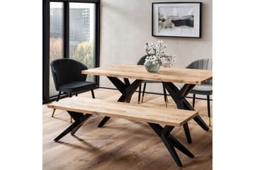 Matbänk Wohnling massivt trä i modern loftstil med metallben 120 cm - 120 cm - Möbler - Stolar & fåtöljer - Sittbänk - Hallbänk