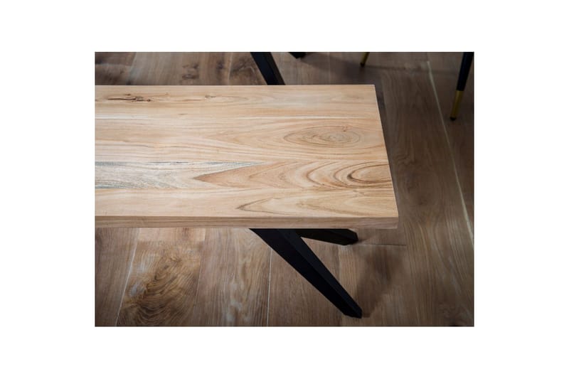 Matbänk Wohnling massivt trä i modern loftstil med metallben 160 cm - 160 cm - Möbler - Stolar & fåtöljer - Sittbänk - Hallbänk