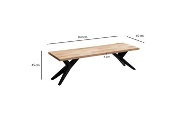 Matbänk Wohnling massivt trä i modern loftstil med metallben 160 cm - 160 cm - Möbler - Stolar & fåtöljer - Sittbänk - Hallbänk