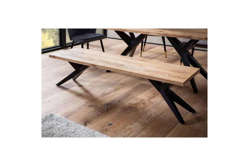 Matbänk Wohnling massivt trä i modern loftstil med metallben 175 cm - 175 cm - Möbler - Stolar & fåtöljer - Sittbänk - Hallbänk