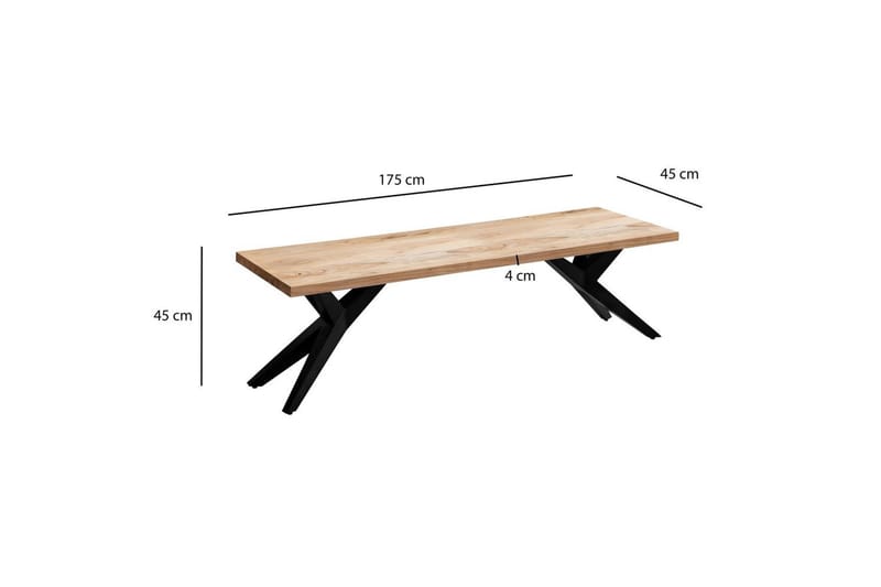 Matbänk Wohnling massivt trä i modern loftstil med metallben 175 cm - 175 cm - Möbler - Stolar & fåtöljer - Sittbänk - Hallbänk