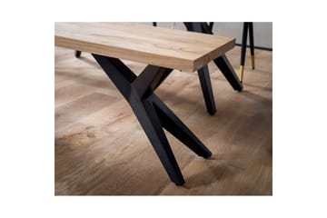 Matbänk Wohnling massivt trä i modern loftstil med metallben 175 cm - 175 cm - Möbler - Stolar & fåtöljer - Sittbänk - Hallbänk