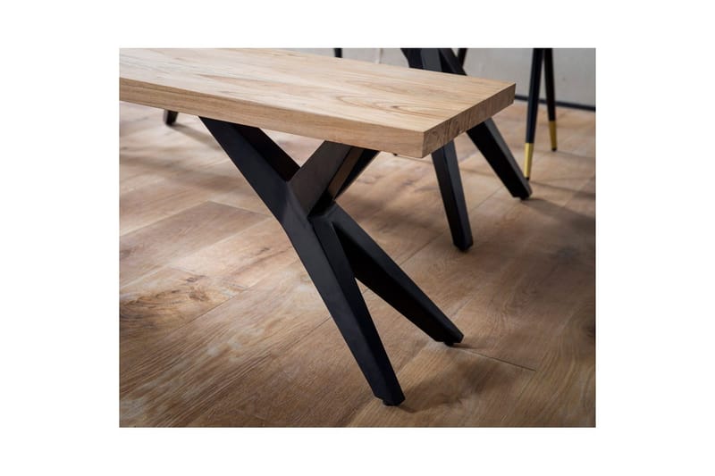 Matbänk Wohnling massivt trä i modern loftstil med metallben 175 cm - 175 cm - Möbler - Stolar & fåtöljer - Sittbänk - Hallbänk