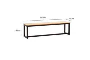 Matbänk Wohnling massivt trä industriell loftstil med metallben 160 cm - 160 cm - Möbler - Stolar & fåtöljer - Sittbänk - Hallbänk