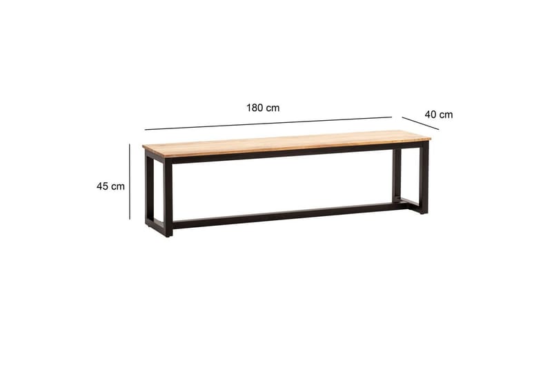 Matbänk Wohnling massivt trä industriell loftstil med metallben 180 cm - 180 cm - Möbler - Stolar & fåtöljer - Sittbänk - Hallbänk