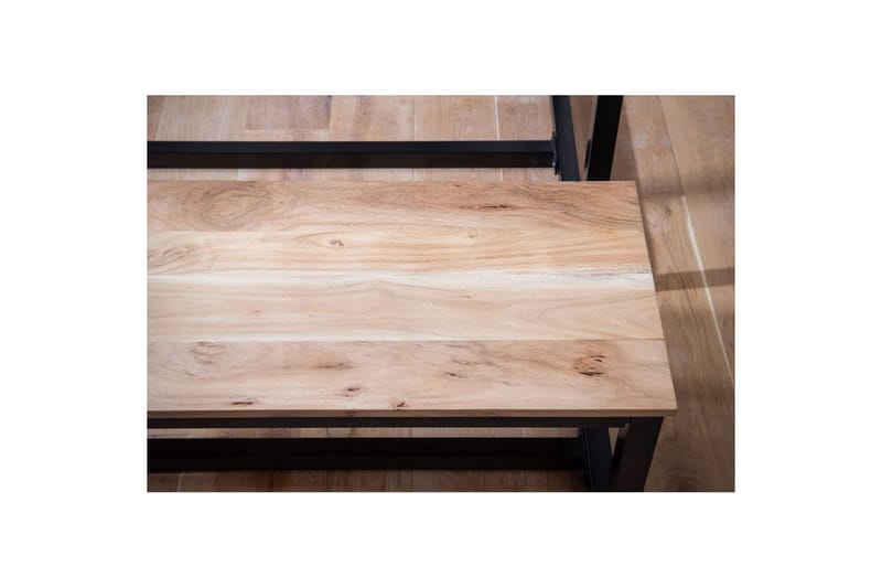 Matbänk Wohnling massivt trä industriell loftstil med metallben 180 cm - 180 cm - Möbler - Stolar & fåtöljer - Sittbänk - Hallbänk