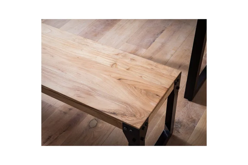 Matbänk Wohnling massivt trä industriell stil med metallben 120 cm - 120 cm - Möbler - Stolar & fåtöljer - Sittbänk - Hallbänk