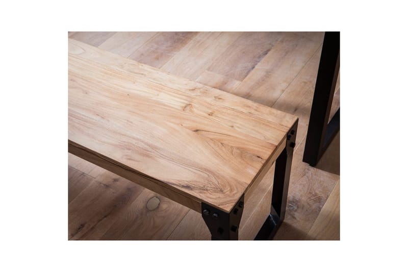 Matbänk Wohnling massivt trä industriell stil med metallben 140 cm - 140 cm - Möbler - Stolar & fåtöljer - Sittbänk - Hallbänk