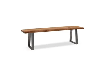 Matbänk Wohnling Massivt trä med metallben träd kant lantligt Silver, Rak, 120 cm