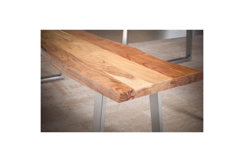 Matbänk Wohnling Massivt trä med metallben träd kant lantligt Silver, Rak, 140 cm - Silver, Rak, 140 cm - Möbler - Stolar & fåtöljer - Sittbänk - Hallbänk