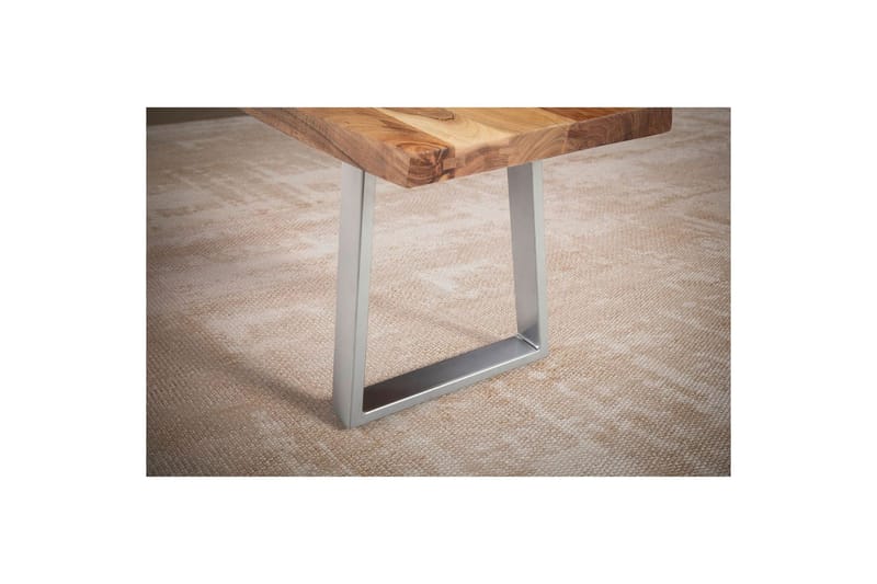 Matbänk Wohnling Massivt trä med metallben träd kant lantligt Silver, Rak, 140 cm - Silver, Rak, 140 cm - Möbler - Stolar & fåtöljer - Sittbänk - Hallbänk