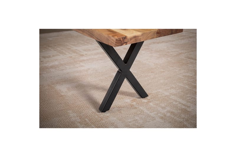 Matbänk Wohnling Massivt trä med metallben träd kant lantligt Svart, korsad, 140 cm - Svart, korsad, 140 cm - Möbler - Stolar & fåtöljer - Sittbänk - Hallbänk
