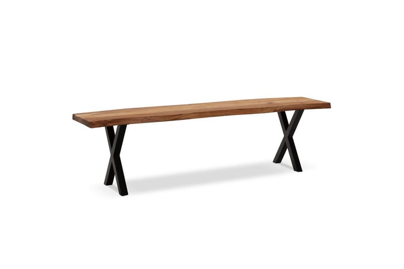 Matbänk Wohnling Massivt trä med metallben träd kant lantligt Svart, korsad, 160 cm - Svart, korsad, 160 cm - Möbler - Stolar & fåt öljer - Sittbänk - Hallbänk