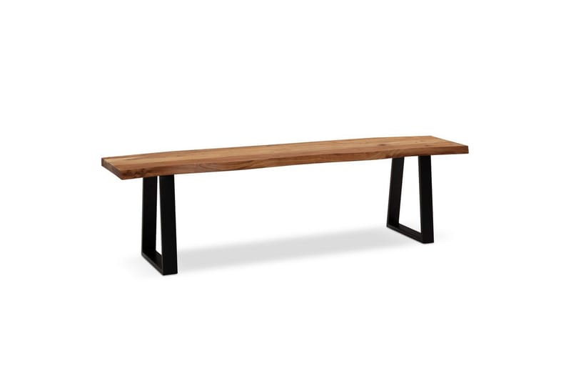 Matbänk Wohnling Massivt trä med metallben träd kant lantligt Svart, Rak, 120 cm, Svart, Rak, 120 cm