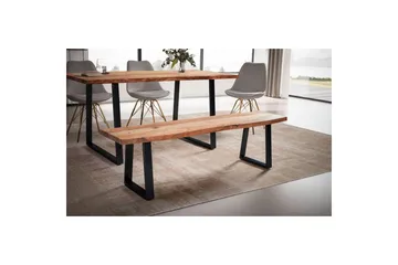 Matbänk Wohnling Massivt trä med metallben träd kant lantligt Svart, Rak, 140 cm - Svart, Rak, 140 cm - Möbler - Stolar & fåtöljer - Sittbänk - Hallbänk