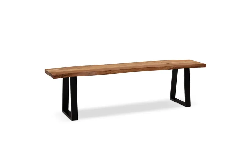 Matbänk Wohnling Massivt trä med metallben träd kant lantligt Svart, Rak, 160 cm - Svart, Rak, 160 cm - Möbler - Stolar & fåtöljer - Sittbänk - Hallbänk