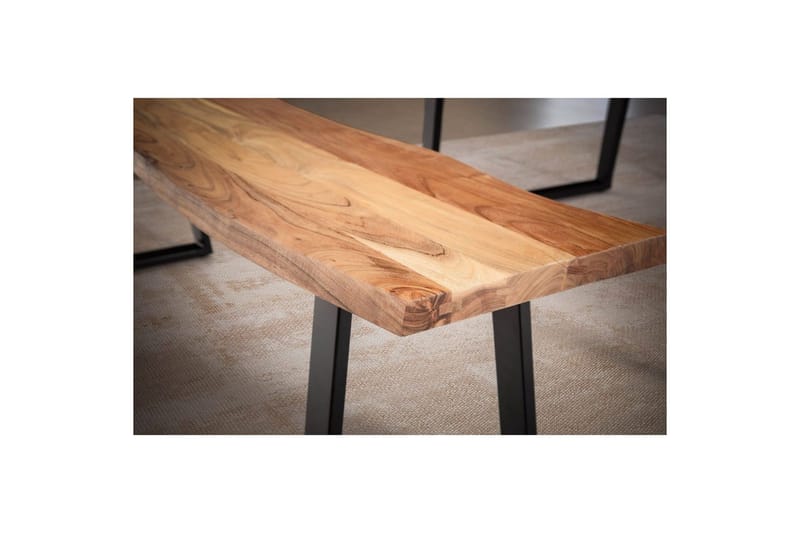 Matbänk Wohnling Massivt trä med metallben träd kant lantligt Svart, Rak, 180 cm - Svart, Rak, 180 cm - Möbler - Stolar & fåtöljer - Sittbänk - Hallbänk