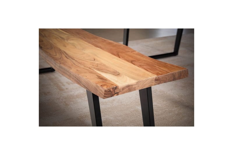 Matbänk Wohnling Massivt trä med metallben träd kant lantligt Svart, vinklad, 180 cm - Svart, vinklad, 180 cm - Möbler - Bord & matgrupper - Matbord & köksbord