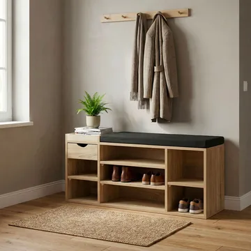 Morira Skobänk 100 cm - naturek/svart - Möbler - Stolar & fåtöljer - Sittbänk - Skobänk & skohylla med bänk