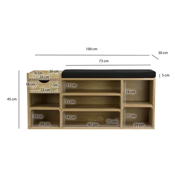 Morira Skobänk 100 cm - naturek/svart - Möbler - Stolar & fåtöljer - Sittbänk - Skobänk & skohylla med bänk